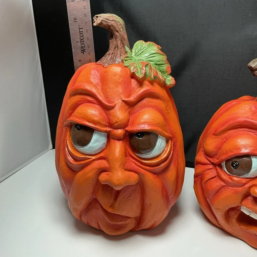 Collections Etc Expressive Pumpkins Halloween Table Top Décor Medium Lot Of 2